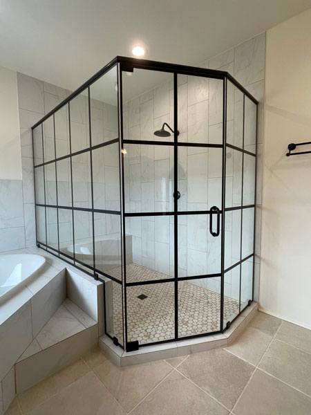 Shower glass framed