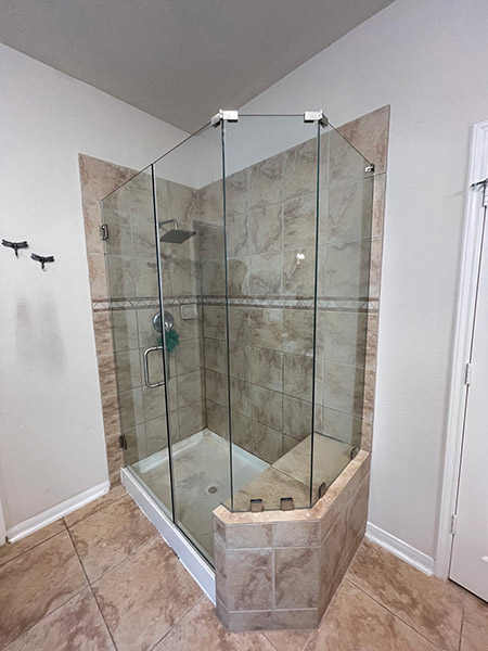 4 piece Frameless Shower - Brush Nickel Hardware