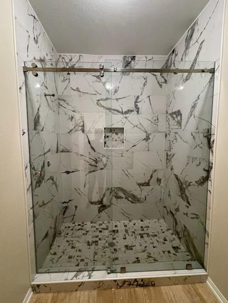 Big Wheels Slider Frameless Shower