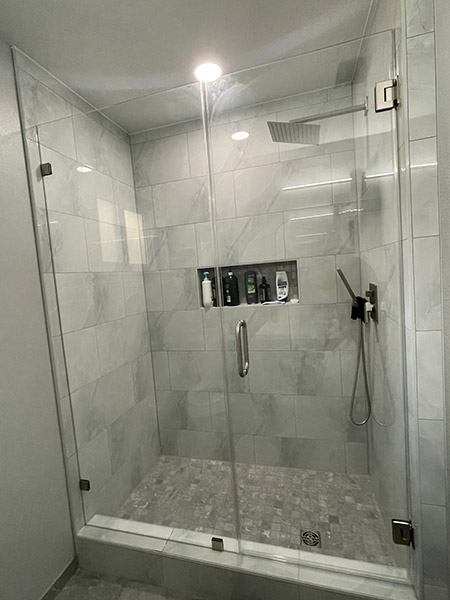 Frameless Inline Shower - Brush Nickel Hardware