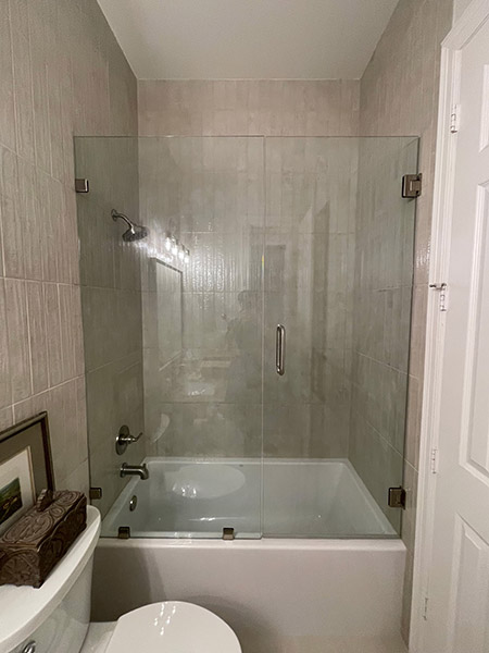 Frameless Tub Inline Shower -Brush Nickel Hardware