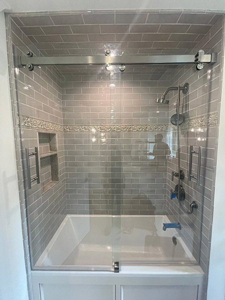Pandora Style Tub slider - Brush Nickel Hardware